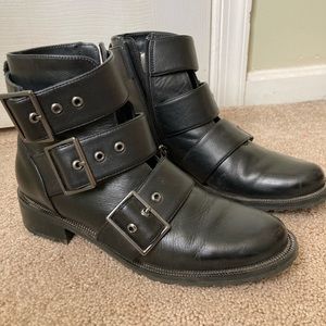 Blondo 8.5 Camila Waterproof Black Leather Buckles Zippers. Free shipping!